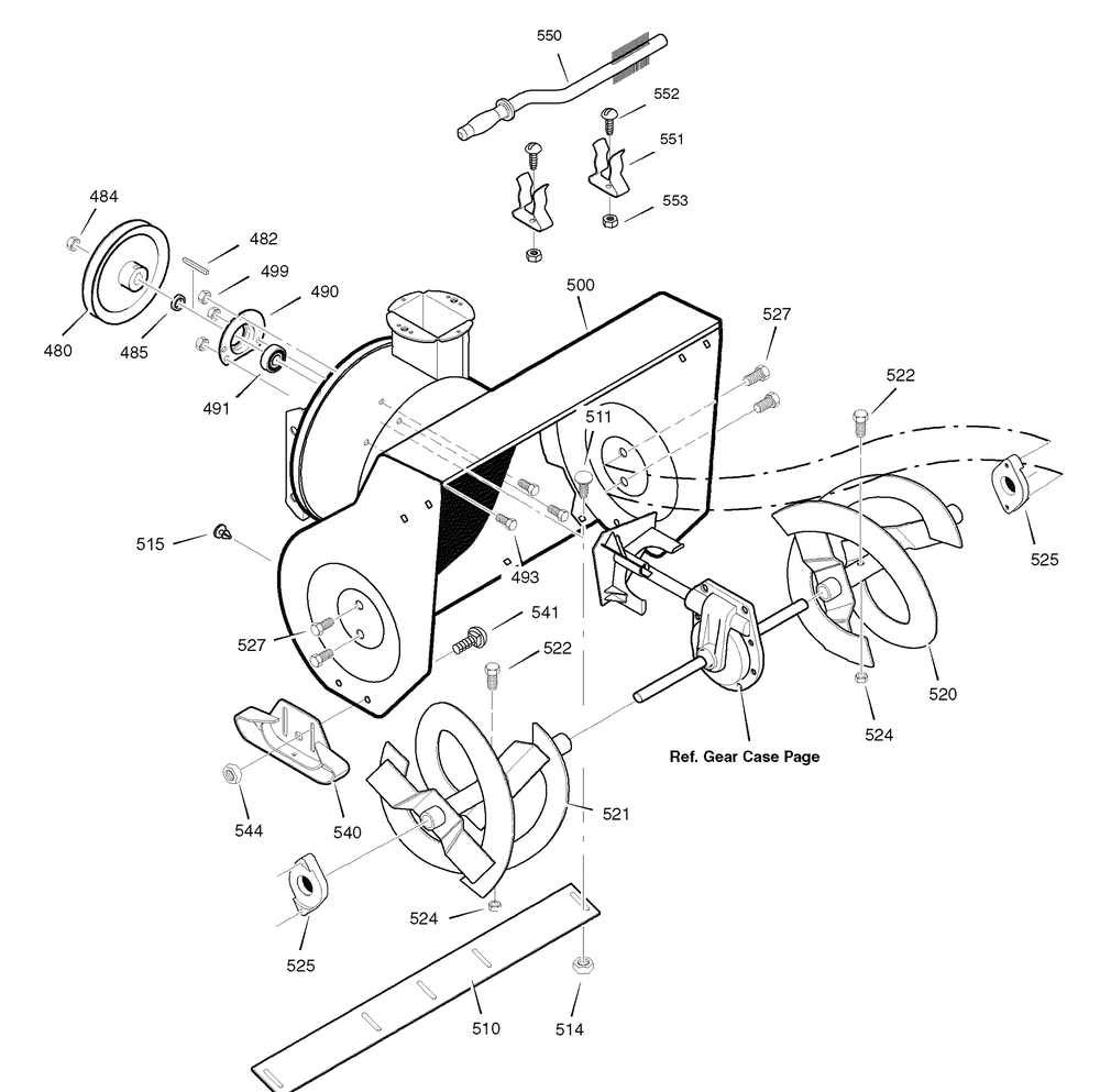 Auger Housing (1736665) Diagram and Parts List for 1695568 2008 Briggs and Stratton Snow Blower